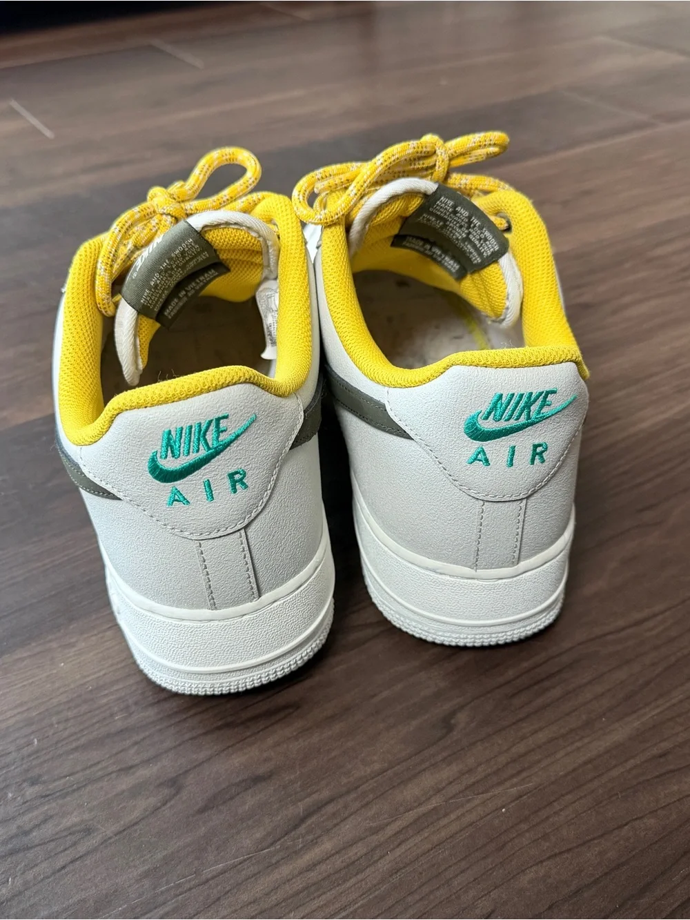 Nike Air Force 1 ‘07 LV8 — White/Olive/Yellow — Men’s Size 12